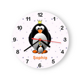 Kinder Wanduhr personalisiert mit Wunschnamen Pinguin Kinderzimmer Uhr Vogel Uhrwerk leise Kinderuhr