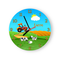 Kinderuhr Kinderwanduhr Traktor Bauernhof mit Namen Tiere Wanduhr Kinderzimmer Uhr