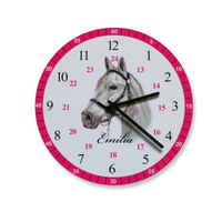 Kinderwanduhr Pferd Lernuhr Wanduhr mit Namen Pink Kinderzimmer Uhr Uhrwerk lautlos