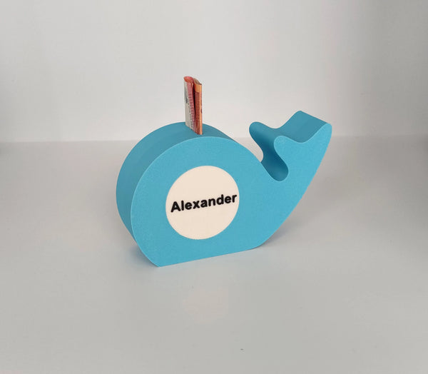 Wal Spardose Personalisierte Spardose Junge Geschenk mit Name Kinder 3D Druck