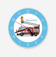 Wanduhr Feuerwehr personalisiert Kinderuhr mit Namen Kinderzimmer Uhr