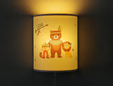 Kinderlampe LED Wandlampe Kinderzimmer Nachtlicht Schlummerlicht Name Indianer Fuchs Bär Löwe Tiere Holz Lampe  faramosa