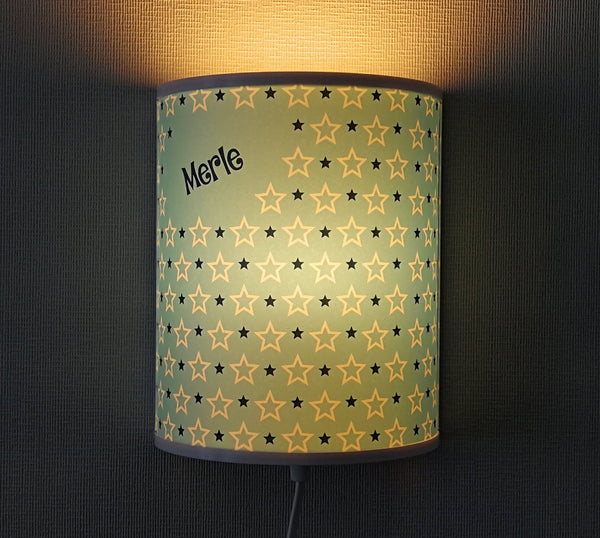 Kinderlampe LED Wandlampe Kinderzimmer Nachtlicht Schlummerlicht Sterne personalisiert Holz Lampe  faramosa