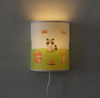 Kinderzimmer Lampe Waschbär Hase Tiere Wandlampe Led personalisiert Holz Nachtlicht Eichhörnchen  faramosa