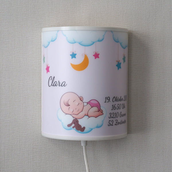 Kinderzimmerlampe Baby Geburt Geburtsdaten Mädchen personalisierte Baby Geschenke