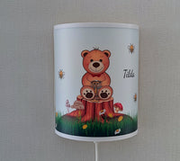 Kinderlampe Bär Honig Biene Kinderzimmer Lampe personalisiert Name Led Holz Kinder Wandlampe Honigbär Tiere  faramosa