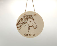 Pferd Namensschild Kinderzimmer Holz Kinder Deko Türschild personalisiert mit Namen Geschenk Mädchen Türhänger