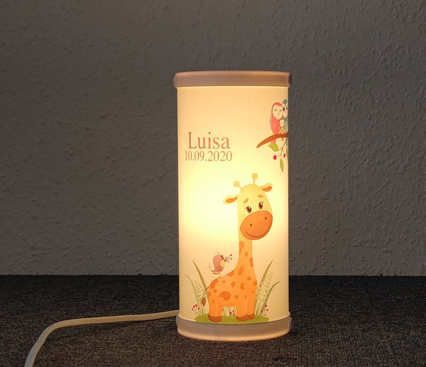 Tischlampe Kinderlampe LED Kinderzimmer Deko Nachtlicht Schlummerlicht Name Giraffe Eulen Lampe