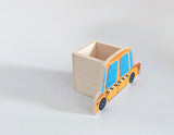 Auto Taxi Stiftebox Schreibtisch Kinderzimmer Stiftehalter aus Holz Schule Stifthalter Kinder