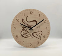 Küchenuhr Kaffee Herz Coffee Time Holz Wanduhr Gravur Küche Uhr faramosa